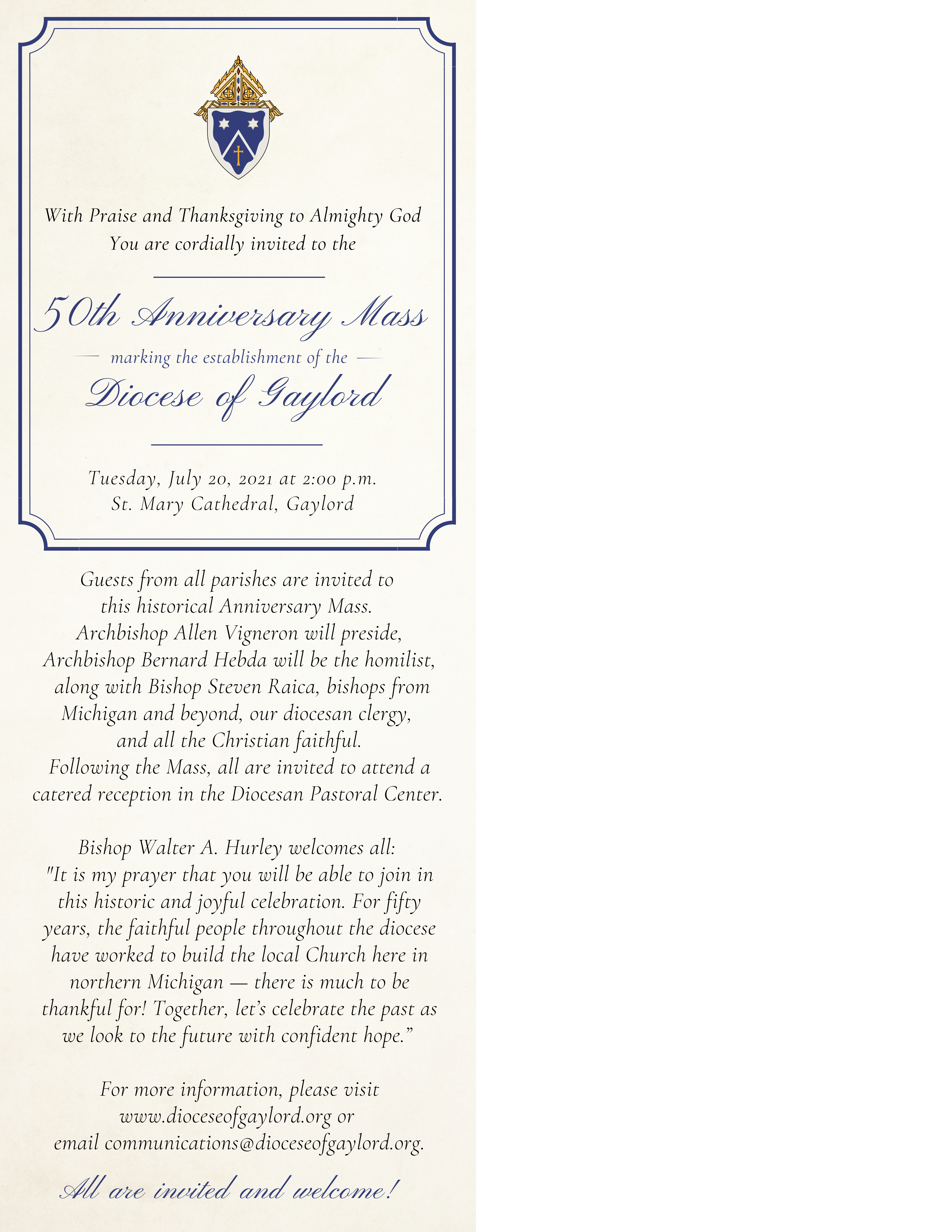 (PNG Image File) Half Page Bulletin Insert - 50th Anniversary of Diocese