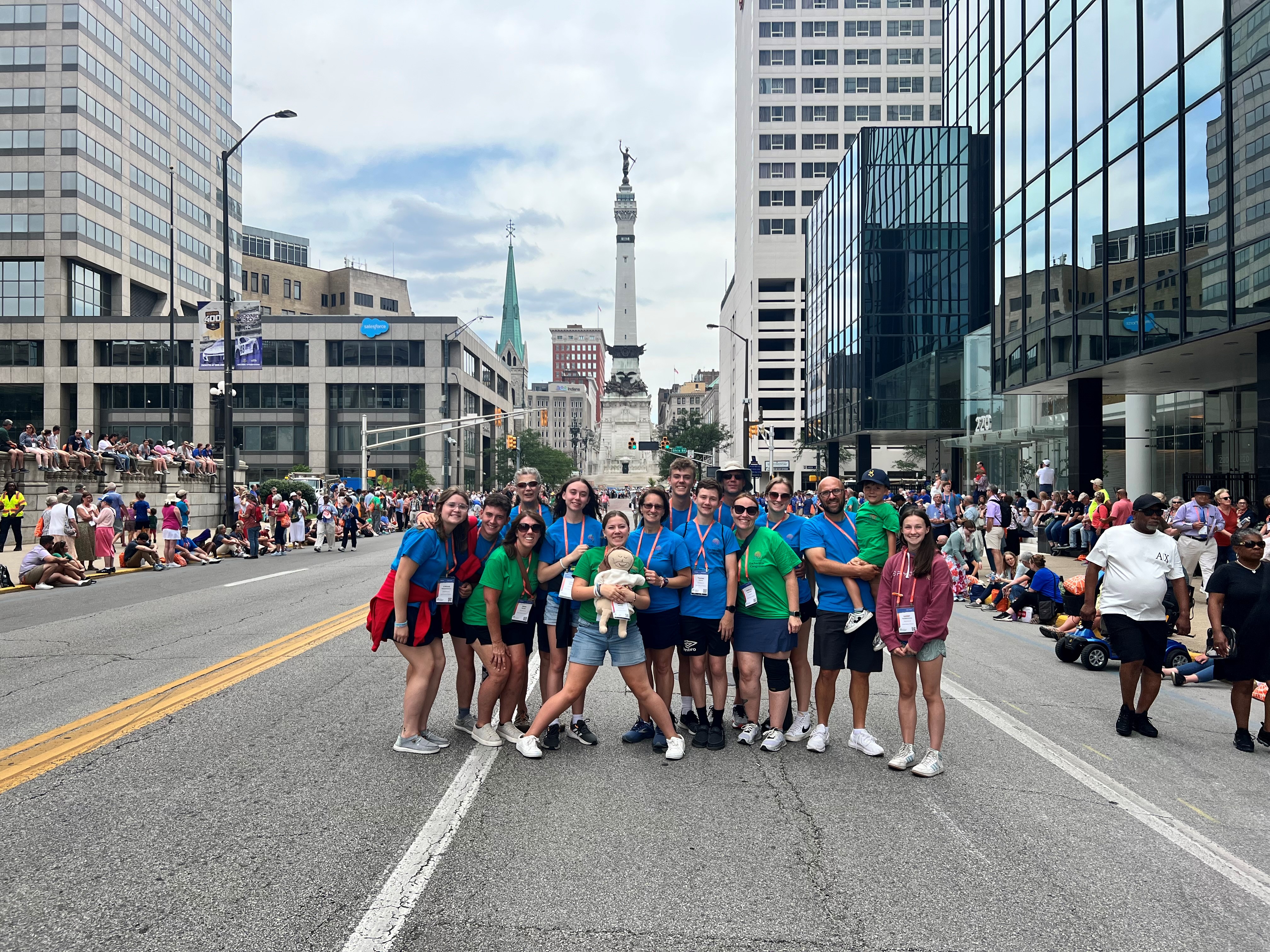 youth group waiting for Catholic procession in Indianapolis 