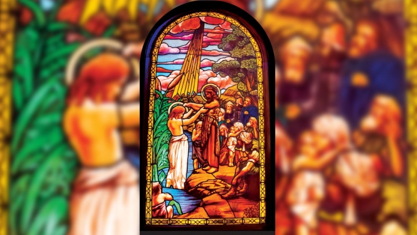 Stained glass image of John the Baptist