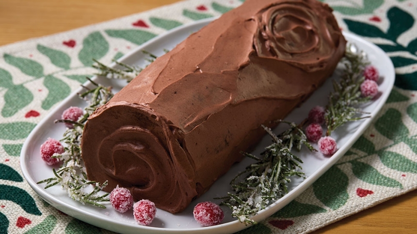 Christmas log cake