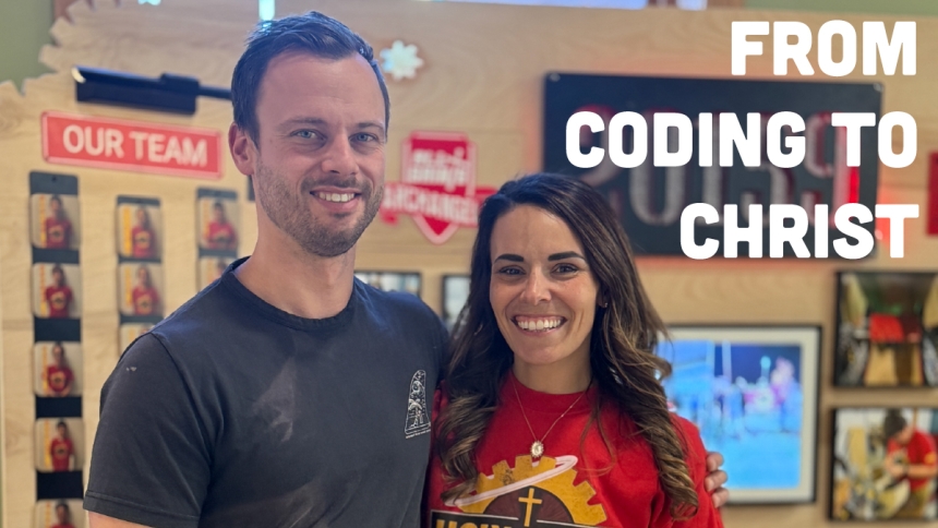 couple in robotics classroom