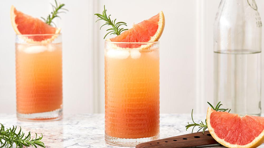 Rosemary spritzer in tall glasses