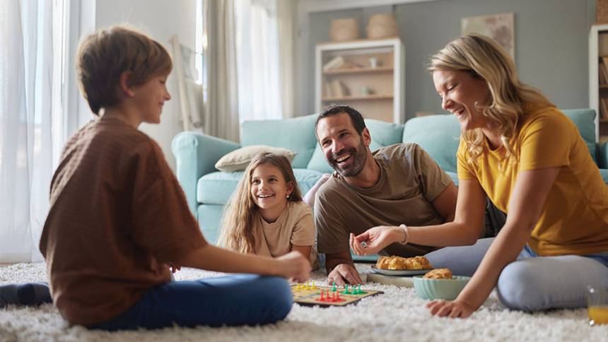 A family playing a game together