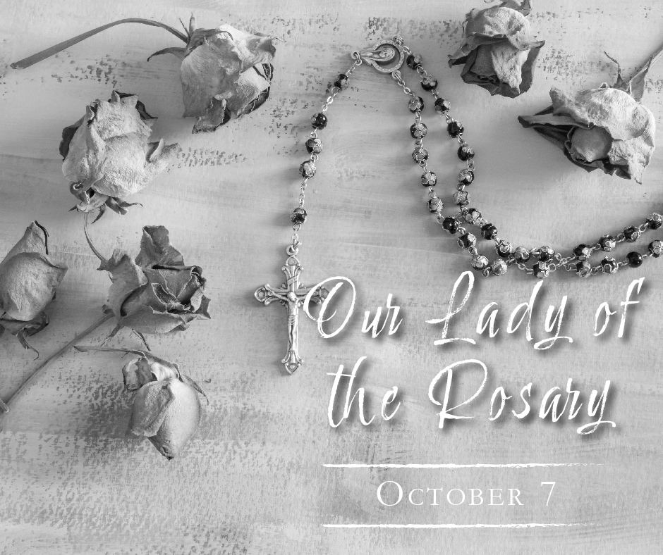 our lady of the rosary- bw