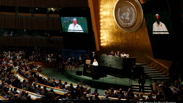 Pope Francis addressing the UN